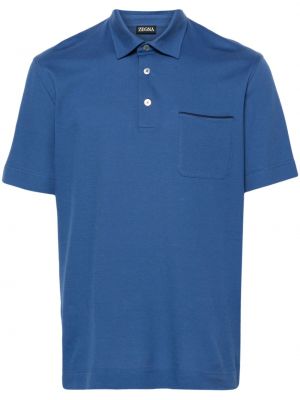 Medvilninis polo marškinėliai Zegna mėlyna