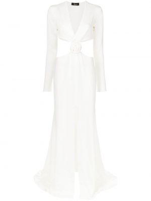 Коктейлна рокля с v-образно деколте Blumarine бяло