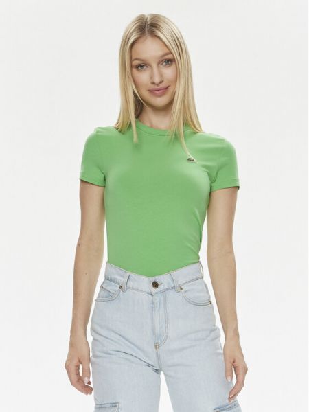 Slim fit priliehavé tričko Lacoste zelená