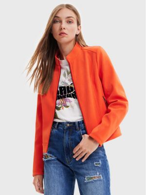 Usnjena jakna iz umetnega usnja Desigual oranžna