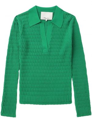 Siuvinėtas polo marškinėliai v formos iškirpte 3.1 Phillip Lim žalia