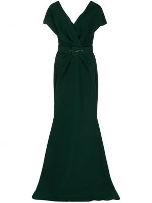 Вечерна рокля с v-образно деколте Rhea Costa зелено