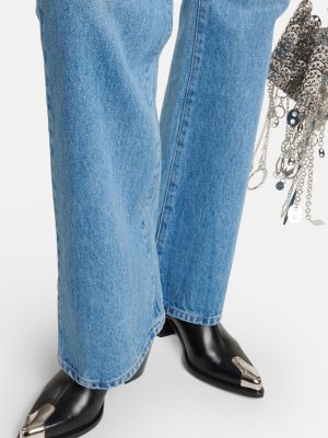 Jeans bootcut taille haute à imprimé large Rabanne bleu
