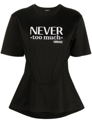 T-shirt avec imprimé slogan à imprimé Versace noir