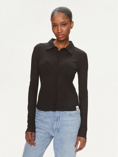 Блуза slim Calvin Klein Jeans черно
