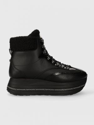 Kožne cipele s platformom Karl Lagerfeld crna