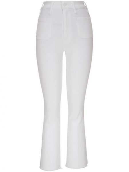 Jeans bootcut taille haute Mother blanc