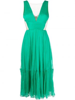 Krištáľové plisované midi šaty Nissa zelená