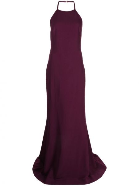 Krepové hedvábné večerní šaty Elie Saab fialové