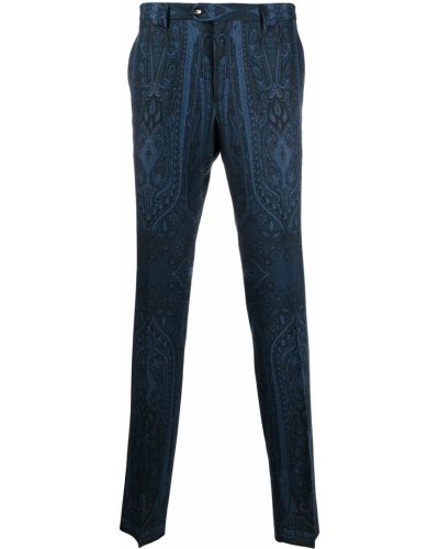 Pantalones rectos de cachemir con estampado con estampado de cachemira Etro azul