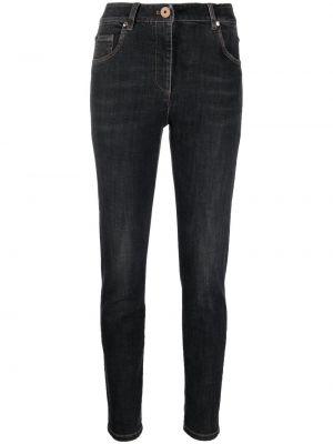 Jeans a vita alta Brunello Cucinelli nero