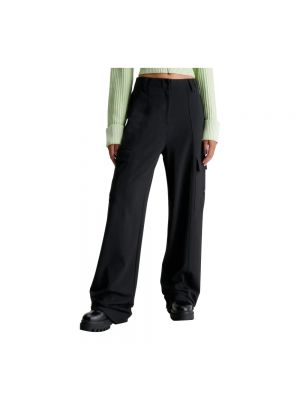 Spodnie z wysoką talią Calvin Klein Jeans czarne