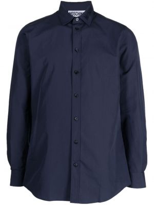 Памучна риза бродирана Moschino синьо