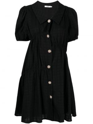 Dūnu kokvilnas kleita ar pogām B+ab melns