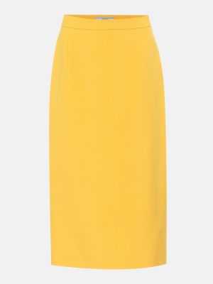Spódnica midi wełniana Prada żółta