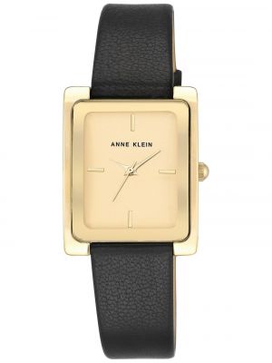 Часы с кожаным ремешком Anne Klein черные