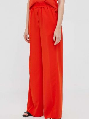 Kalhoty s vysokým pasem z polyesteru Calvin Klein - oranžová