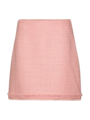 Mini spódniczka wełniana tweedowa Tory Burch różowa