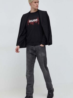 Bluza bawełniana z nadrukiem Hugo czarna