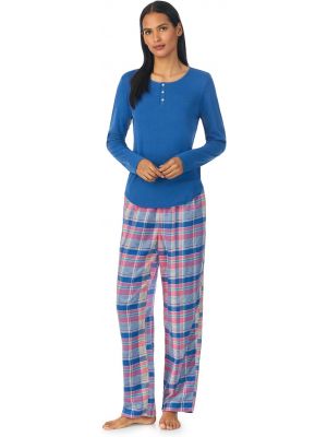 Клетчатая пижама на пуговицах с длинным рукавом Lauren Ralph Lauren
