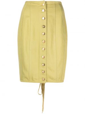 Bavlněné šněrovací sukně s knoflíky s vysokým pasem Jean Paul Gaultier Pre-owned - zelená