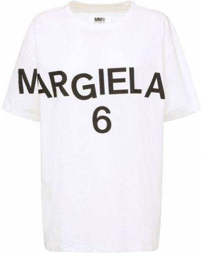 T-shirt z nadrukiem bawełniana Mm6 Maison Margiela - biały