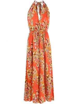 Sukienka z otwartymi plecami z nadrukiem Pucci pomarańczowa