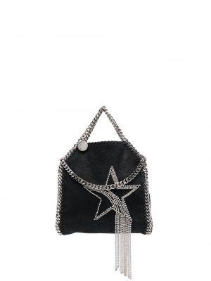 Borsa shopper con frange con motivo a stelle Stella Mccartney nero