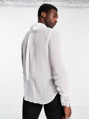 Кружевная прозрачная рубашка Asos белая
