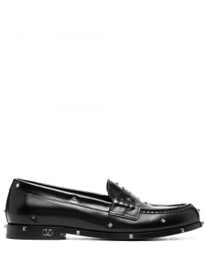 Skinn loafers Valentino Garavani svart