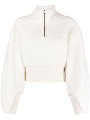 Brīva piegriezuma džemperis ar rāvējslēdzēju Low Classic balts