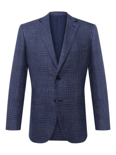 Шелковый шерстяной пиджак Brioni синий