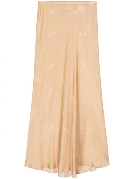 Svilena midi suknja s cvjetnim printom s printom Alysi bež