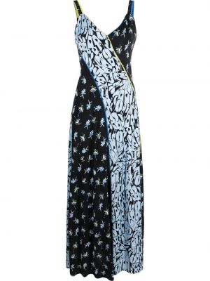 Коктейлна рокля на цветя с принт Dvf Diane Von Furstenberg синьо