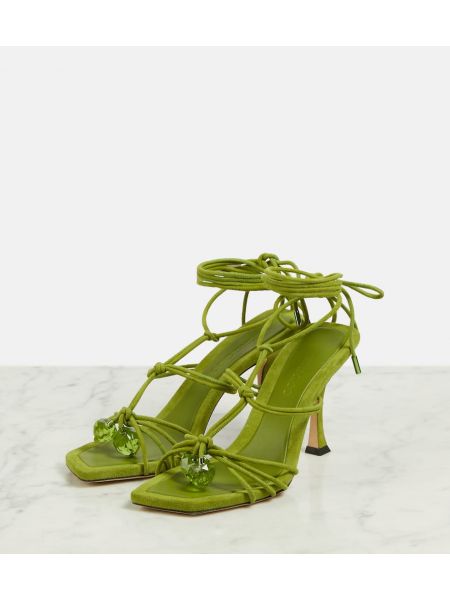 Sandale s remenčićima od brušene kože Jimmy Choo zelena