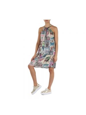 Mini vestido de raso de viscosa con estampado Replay