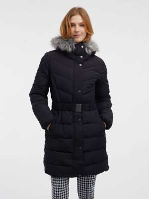 Pikowana kurtka z futerkiem Orsay czarna