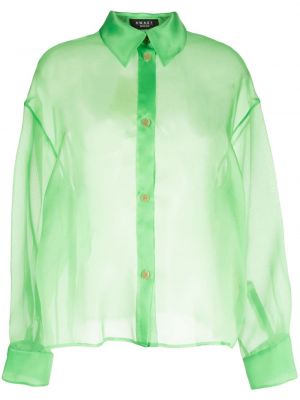 Прозрачна копринена риза A.w.a.k.e. Mode зелено