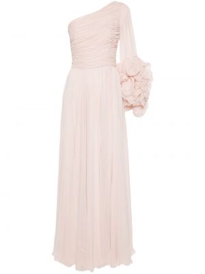 Drapované hedvábné večerní šaty Costarellos růžové