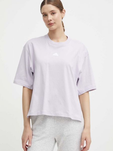 Fioletowa koszulka bawełniana Adidas