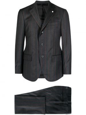 Pruhovaný vlněný oblek s potiskem Luigi Bianchi Mantova šedý