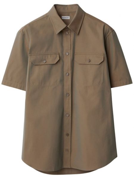 Chemise en coton avec poches Burberry marron