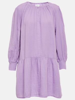 Bavlněné sametové mini šaty Velvet fialové