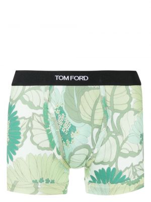 Kvetinové bavlnené boxerky s potlačou Tom Ford zelená