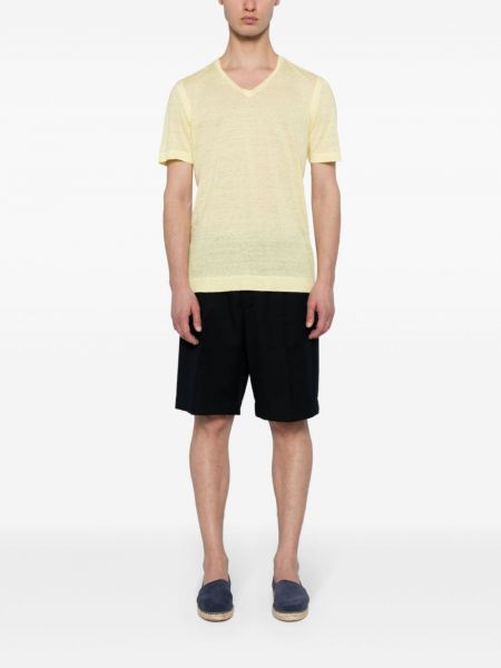 T-shirt en lin à col v 120% Lino jaune