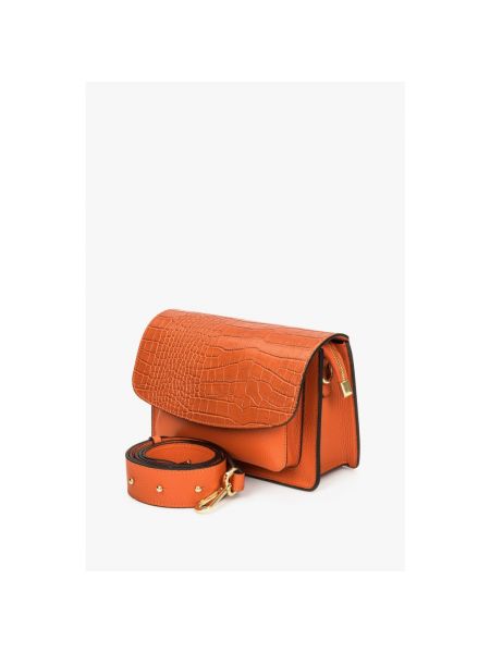 Кожаная сумка через плечо Estro оранжевая