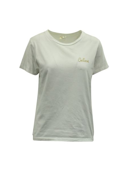 Haftowane koszulka retro bawełniane Céline - biały