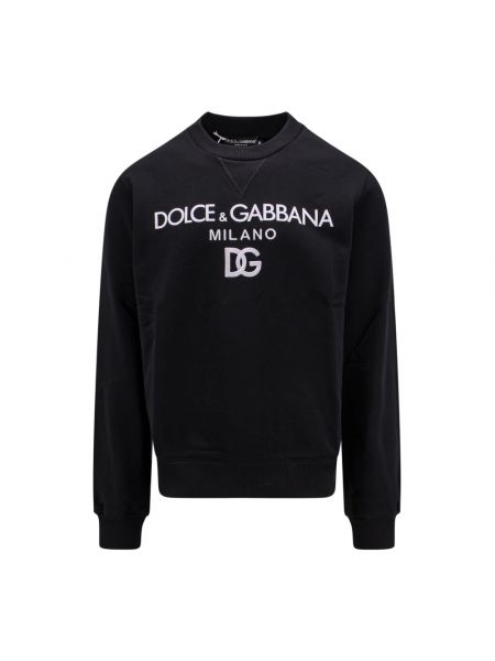 Bluza bawełniana z okrągłym dekoltem Dolce And Gabbana czarna