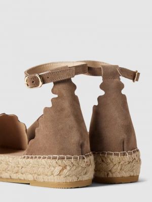 Sandały z paskami skórzane Espadrij beżowe