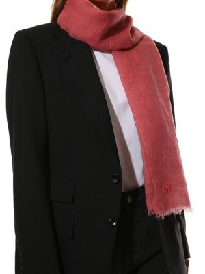 Кашемировый льняной шарф Giorgio Armani розовый